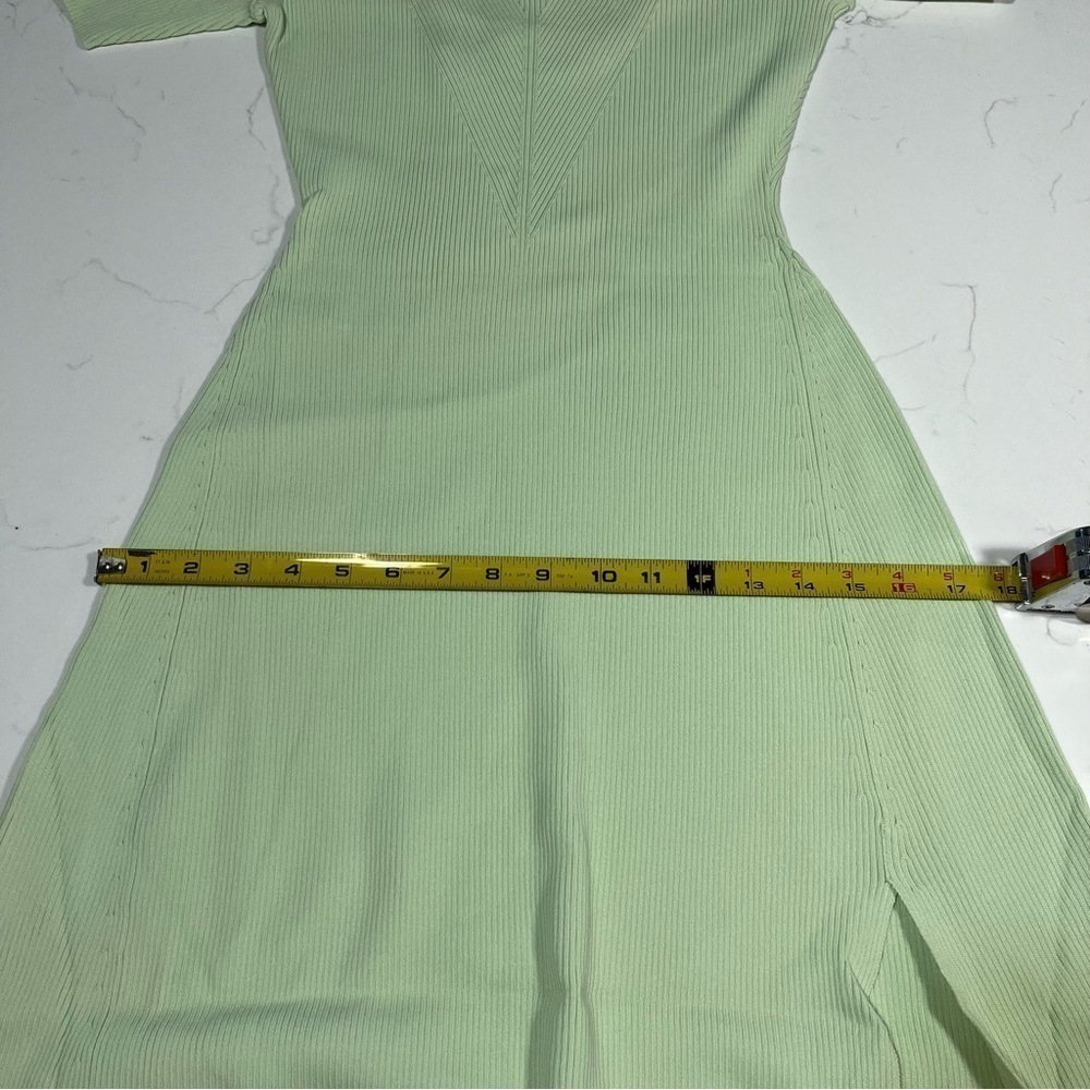 Maje Pastel Green Ribbed Knit Tie Back Midi Dress 38 - Picture 13 of 15